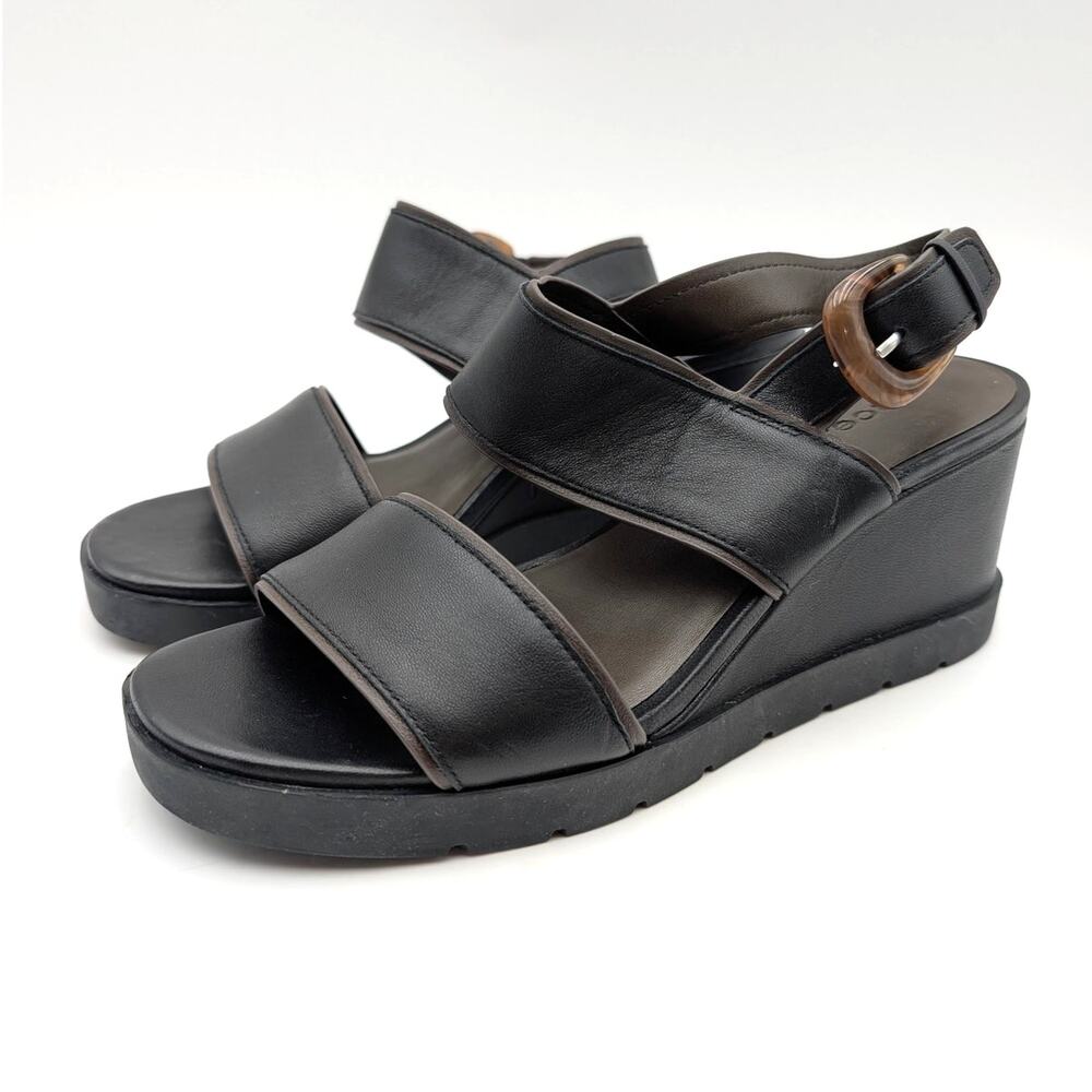 Vince Roma Leather Slingback Wedge Sandals Women's Black Size US9M EU40